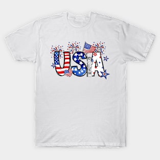 USA US Flag Patriotic 4th of July America Men Wen Kids T-Shirt